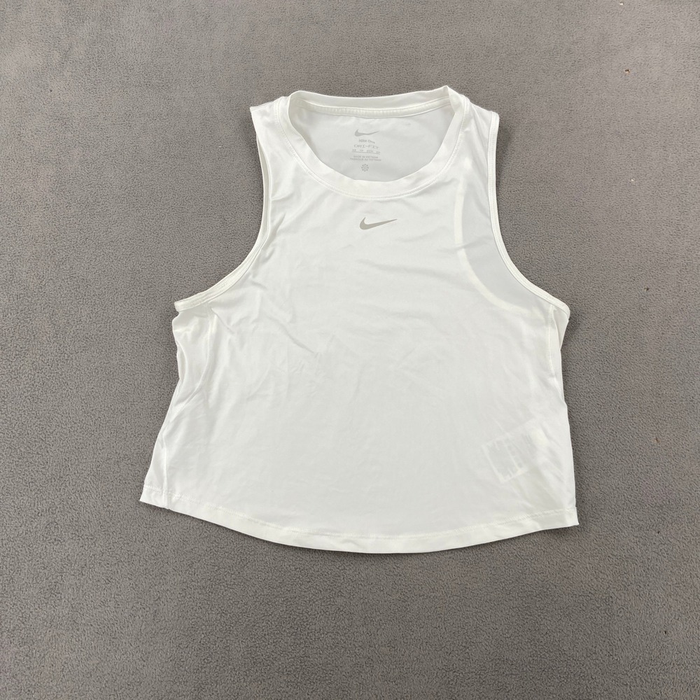 Nike One Dri-FIT Women XS White Cropped Tank Top Activewear DD4559-100